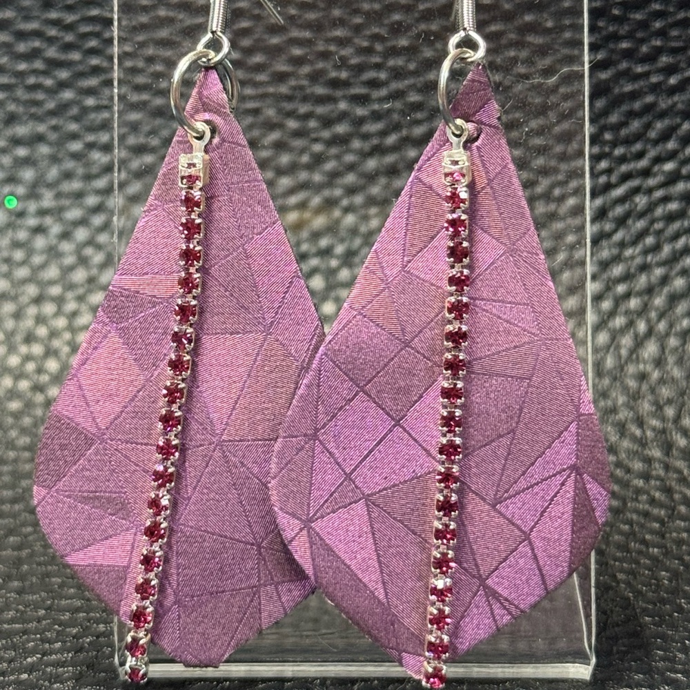 Handmade purple duo chrome, geometric, diamond shaped earrings